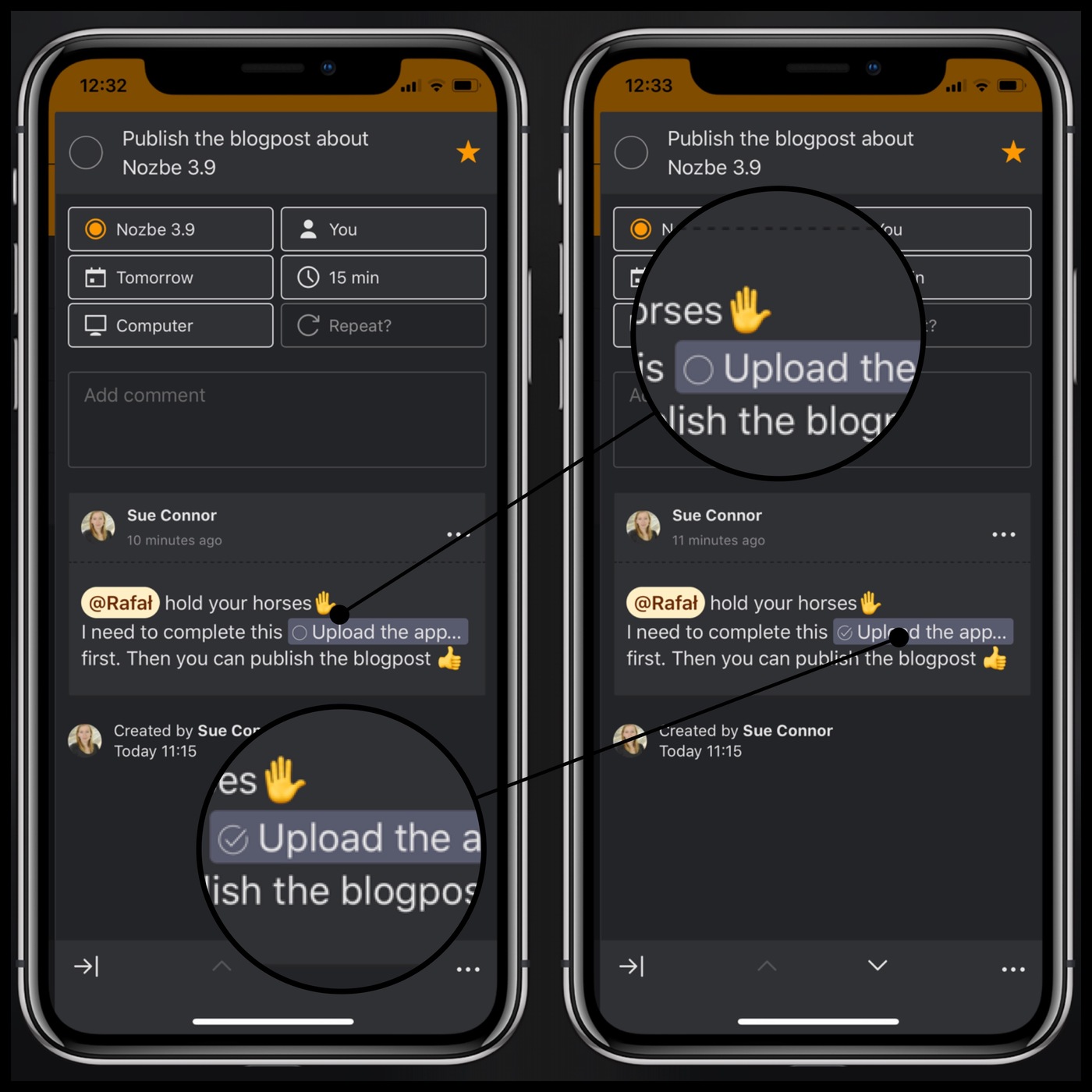 view account activity in nozbe