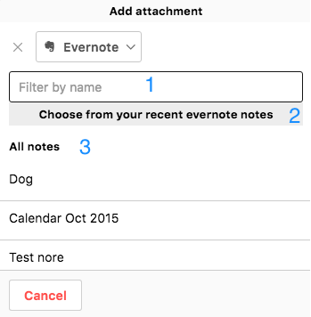 Attaching Evernote to project