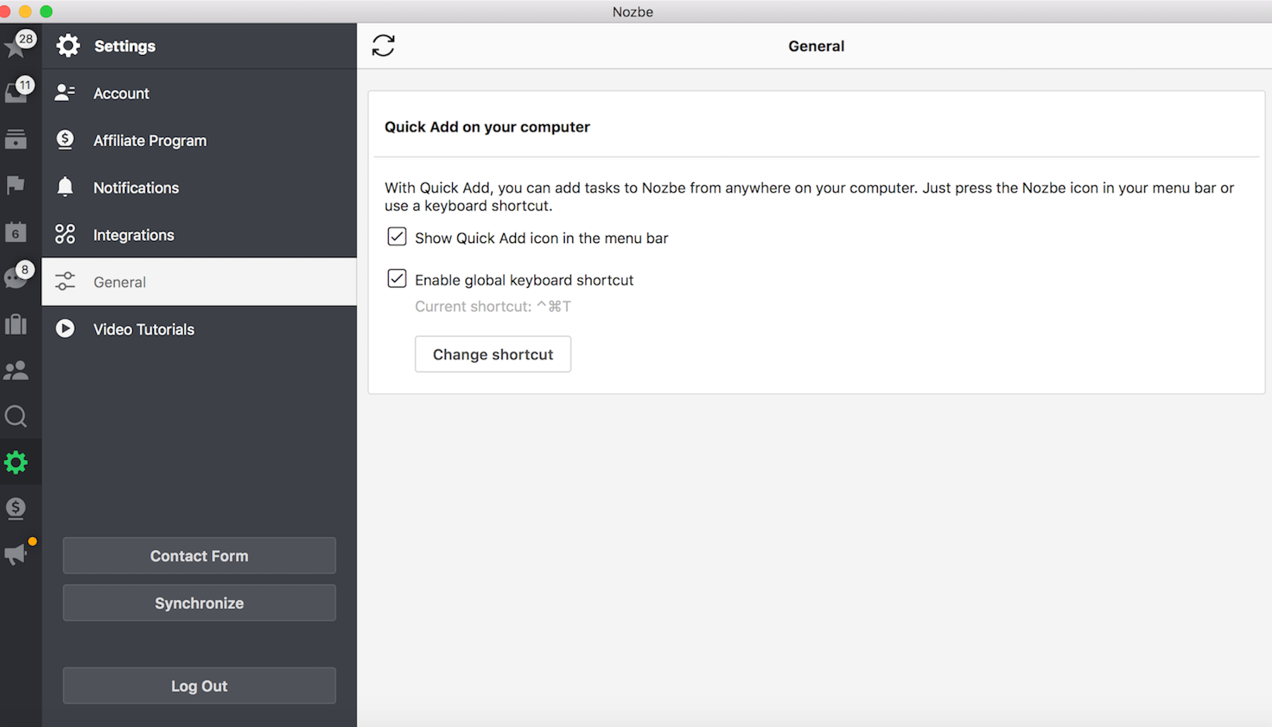 Native app settings OS X