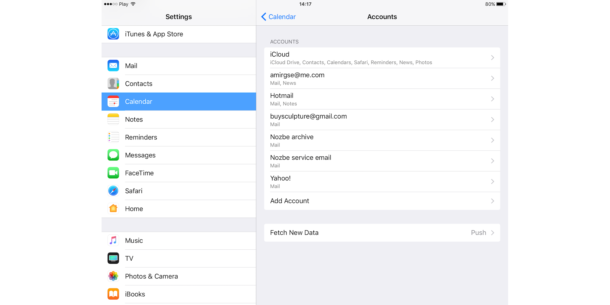 settings on iPad