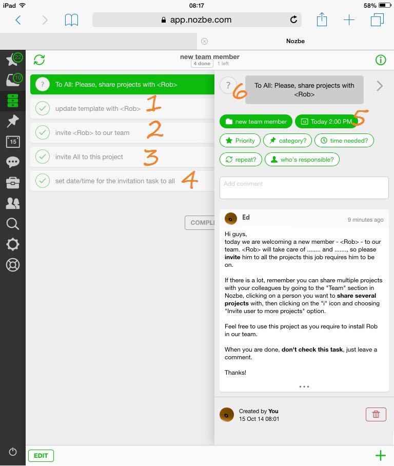 adding team member to nozbe